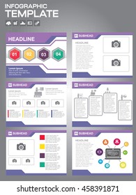 Business abstract violet template slides background design.info graphs and charts