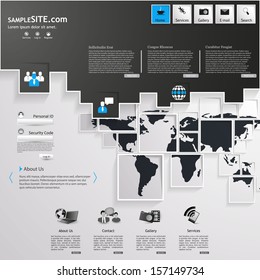 Business abstract website template design with squares world map design