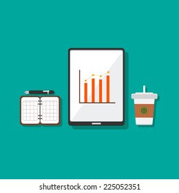 Business accessories ready work flat design vector eps 10