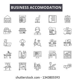 Business accomodation line icons for web and mobile design. Editable stroke signs. Business accomodation  outline concept illustrations