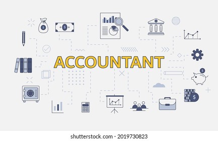 business accountant concept with icon set with big word or text on center