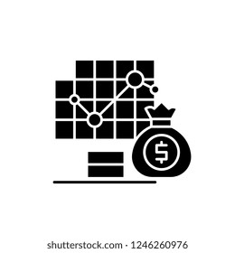 Business accounting black icon, vector sign on isolated background. Business accounting concept symbol, illustration 