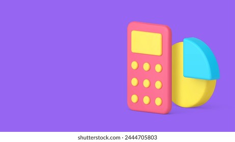 Datos de contabilidad empresarial que analizan el Anuncio de cálculo copia espacio 3d icono Ilustración vectorial realista. Presupuesto financiero comprobar ingresos gastos diagrama de gráfico de investigación control de saldo comercial