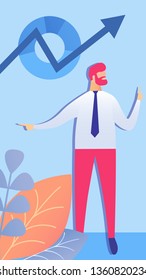 Business Accounting, Data Science Illustration. Corporate Worker Cartoon Character. Businessman, Analyst Auditing Company Information. Stock Market Statistics, Financial Metrics, Budget Forecast