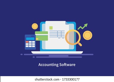 Business Accounting, Accounting Software, Finance Management, Income Tax, Invoice - Conceptual Vector Illustration Banner With Icons