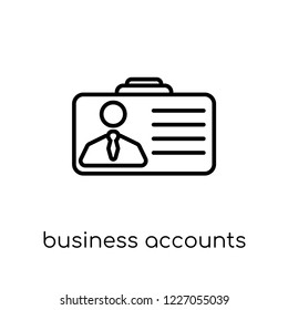 business accounts icon. Trendy modern flat linear vector business accounts icon on white background from thin line Business Accounts collection, outline vector illustration