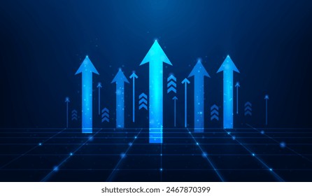 business achievement arrow up growth success technology digital. trading investment and startup graph increase. vector illustration fantastic design.