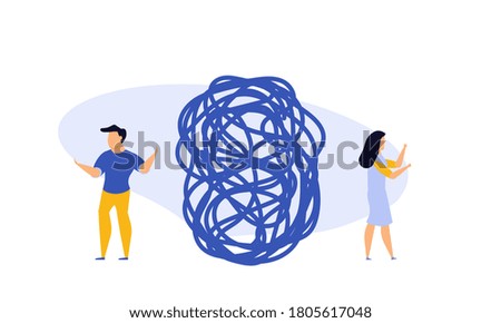 Business achievement challenge, work progress vector concept. Abstract tangled conceptual strategy, teamwork people illustration. Career solution clew ball. Searching for motivation metaphor.