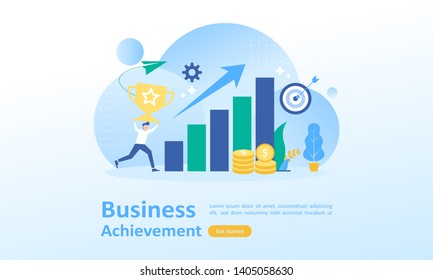 Business Achievement concept, man running up the stairs to the goal, career planning, teamwork Suitable for web landing page, ui, mobile app, banner template. Vector Illustration