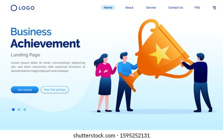 Business achievement landing page website illustration vector template 