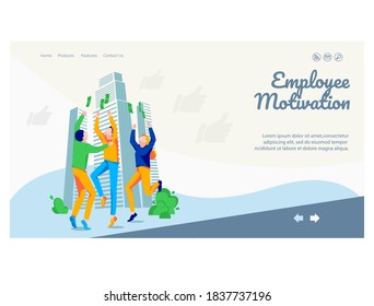 Business achievements landing page template. Successful business people celebrate victory. Business success, achieved goal, teamwork, corporate relations flat vector illustration