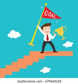 Business achieving goal, vector illustration cartoon