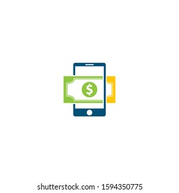 Business acounting money mobile cash logo vector template