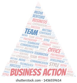 Business Action word cloud. Collage made with text only.