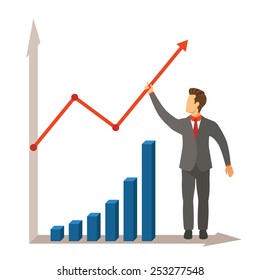 Business activity growth and success vector concept in modern flat style