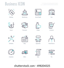 Business activity icon set. enterprise resource planning process icon. vector stock