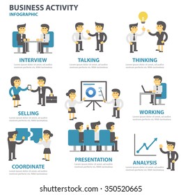 Business Activity Infographic Elements Flat Design Set For Brochure Flyer Leaflet Marketing Advertising