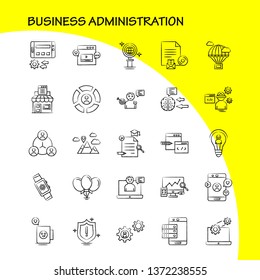 Business Administration Hand Drawn Icons Set For Infographics, Mobile UX/UI Kit And Print Design. Include: Brain, Mind, Setting, Gear, Beaker, Chemical, Document, Gear, Collection Modern Infographic L