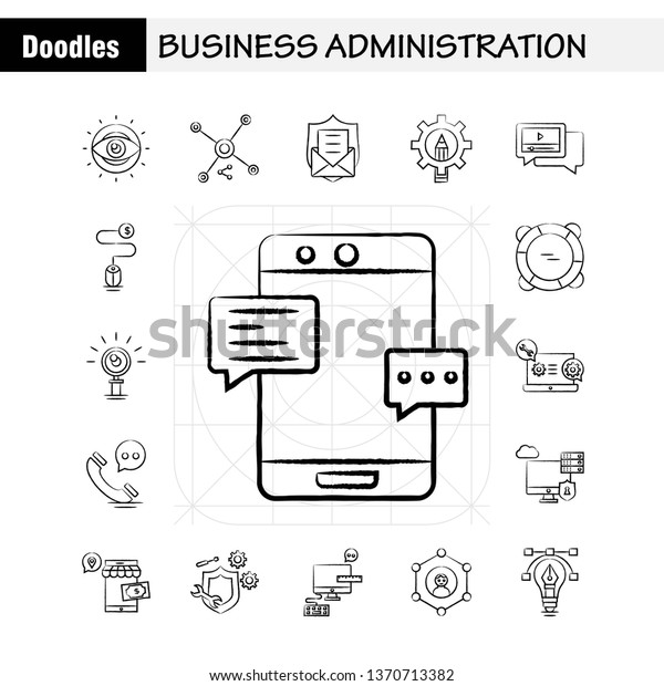 Business\
Administration Hand Drawn Icons Set For Infographics, Mobile UX/UI\
Kit And Print Design. Include: Internet Setting, Setting, Gear,\
Globe, Tshirt, Shirt, Sports Eps 10 -\
Vector