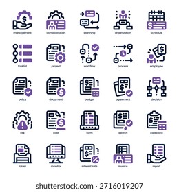 Business Administration Icon pack para seu site, celular, apresentação e design de logotipo. Business Administration Icon design de tom duplo. Ilustração de gráficos vetoriais e traçado editável.