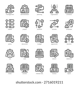 Paquete de iconos de administración de empresas para su Sitio web, móvil, presentación y diseño de logotipo. Diseño de esquema de icono de administración de empresas. Ilustración gráfica de Vector y trazo editable.