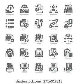 Paquete de iconos de administración de empresas para su Sitio web, móvil, presentación y diseño de logotipo. Diseño sólido del icono de la administración empresarial. Ilustración gráfica de Vector y trazo editable.