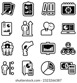 Business Administration Icons. Line With Fill Design. Vector Illustration.