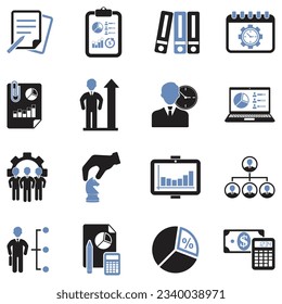 Business Administration Icons. Two Tone Flat Design. Vector Illustration.