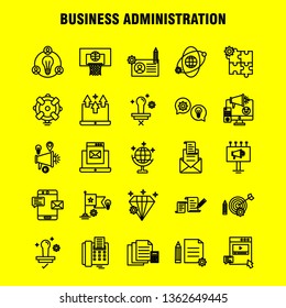 Business Administration Line Icons Set For Infographics, Mobile UX/UI Kit And Print Design. Include: Basketball, Net, Basket, Game, Sports, Sound, Music, Volume, Eps 10 - Vector