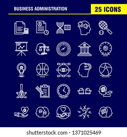 Business Administration Line Icons Set For Infographics, Mobile UX/UI Kit And Print Design. Include: Document, File, Calculator, Text, Collection Modern Infographic Logo and Pictogram. - Vector