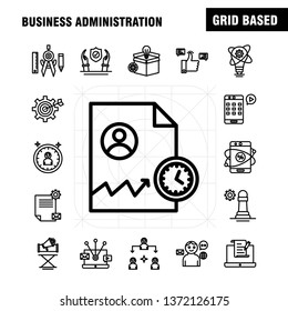 Business Administration Line Icons Set For Infographics, Mobile UX/UI Kit And Print Design. Include: School Bag, Bag, School, Education, Document, Setting, File, Eps 10 - Vector