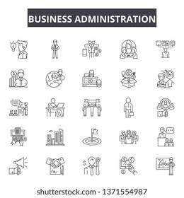 Business administration line icons, signs set, vector. Business administration outline concept, illustration: business,administration,people,teamwork,human,management,businessman