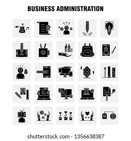 Business Administration Solid Glyph Icons Set For Infographics, Mobile UX/UI Kit And Print Design. Include: Cloud, Router, Network, Internet, Arrow, Focus, Target, Direction, Collection 