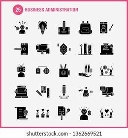 Business Administration Solid Glyph Icons Set For Infographics, Mobile UX/UI Kit And Print Design. Include: Cloud, Router, Network, Internet, Arrow, Collection Modern Infographic Logo and Pictogram