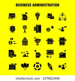 Business Administration Solid Glyph Icons Set For Infographics, Mobile UX/UI Kit And Print Design. Include: Brain, Mind, Setting, Gear, Beaker, Collection Modern Infographic Logo and Pictogram