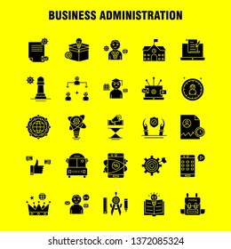 Business Administration Solid Glyph Icons Set For Infographics, Mobile UX/UI Kit And Print Design. Include: Basketball, Net, Basket, Game, Sports, Sound, Music, Volume, Eps 10 - Vector