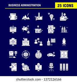 Business Administration Solid Glyph Icons Set For Infographics, Mobile UX/UI Kit And Print Design. Include: Monitor, Computer, Screen, Search, Avatar, Gear, Website, Engine, Eps 10 - Vector