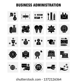 Business Administration Solid Glyph Icons Set For Infographics, Mobile UX/UI Kit And Print Design. Include: Document, File, Bill, Dollar, Document, File, Pen, Calendar, Collection Modern Infographic L
