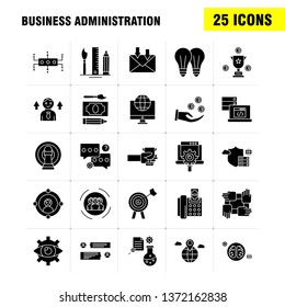 Business Administration Solid Glyph Icons Set For Infographics, Mobile UX/UI Kit And Print Design. Include: Document, File, Bill, Dollar, Document, File, Pen, Calendar, Collection Modern Infographic L