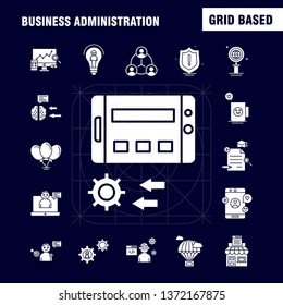 Business Administration Solid Glyph Icons Set For Infographics, Mobile UX/UI Kit And Print Design. Include: Brain, Mind, Setting, Gear, Beaker, Chemical, Document, Gear, Collection Modern Infographic 