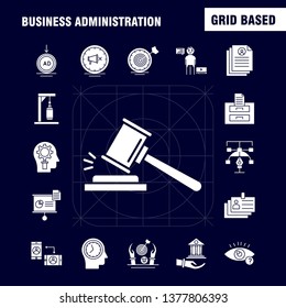 Business Administration Solid Glyph Icons Set For Infographics, Mobile UX/UI Kit And Print Design. Include: Document, File, Calculator, Text, Document, Profile, Cv, Time, Collection Modern Infographic