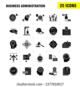 Business Administration Solid Glyph Icons Set For Infographics, Mobile UX/UI Kit And Print Design. Include: Document, File, Calculator, Text, Document, Profile, Cv, Time, Collection Modern Infographic
