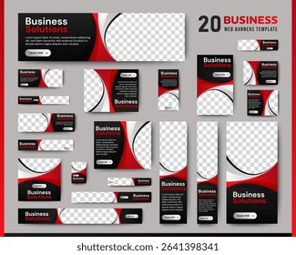Business Advertising Banners template design with black and red background concept. vector	
