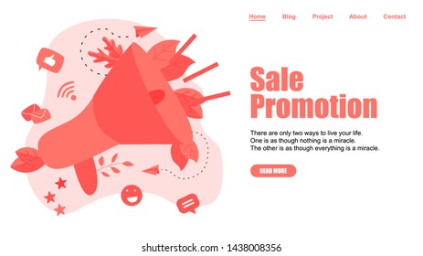 Business Advertising Promotion. Big Megaphone and Business icon. Advertisement Marketing Concept. Vector illustration.	