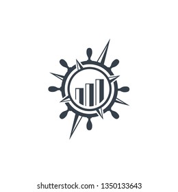 Business Advisor - Compass, Ship Wheel, Chart Vector Logo Icon