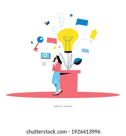 Business advisor, consulting, professional business help, problem solving, creative solutions, innovative business approach, brainstorming, unique ideas and skills flat vector illustration