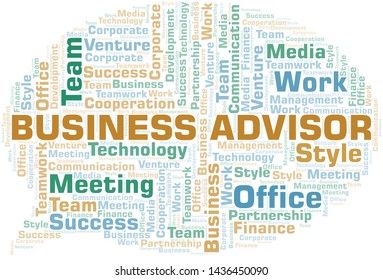 Business Advisor word cloud. Collage made with text only.