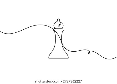 Business advisors strategy thinking chess icon continuous one line drawing on white background minimalist bishop consultants long term planning symbol outline vector illustration