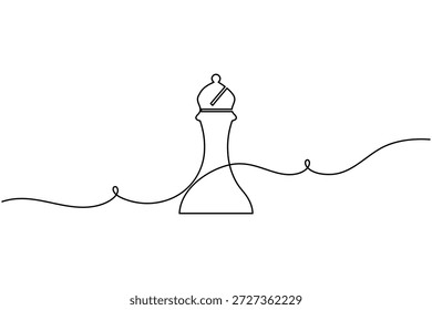 Business advisors strategy thinking chess icon continuous one line drawing on white background minimalist bishop consultants long term planning symbol outline vector illustration