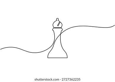 Business advisors strategy thinking chess icon continuous one line drawing on white background minimalist bishop consultants long term planning symbol outline vector illustration
